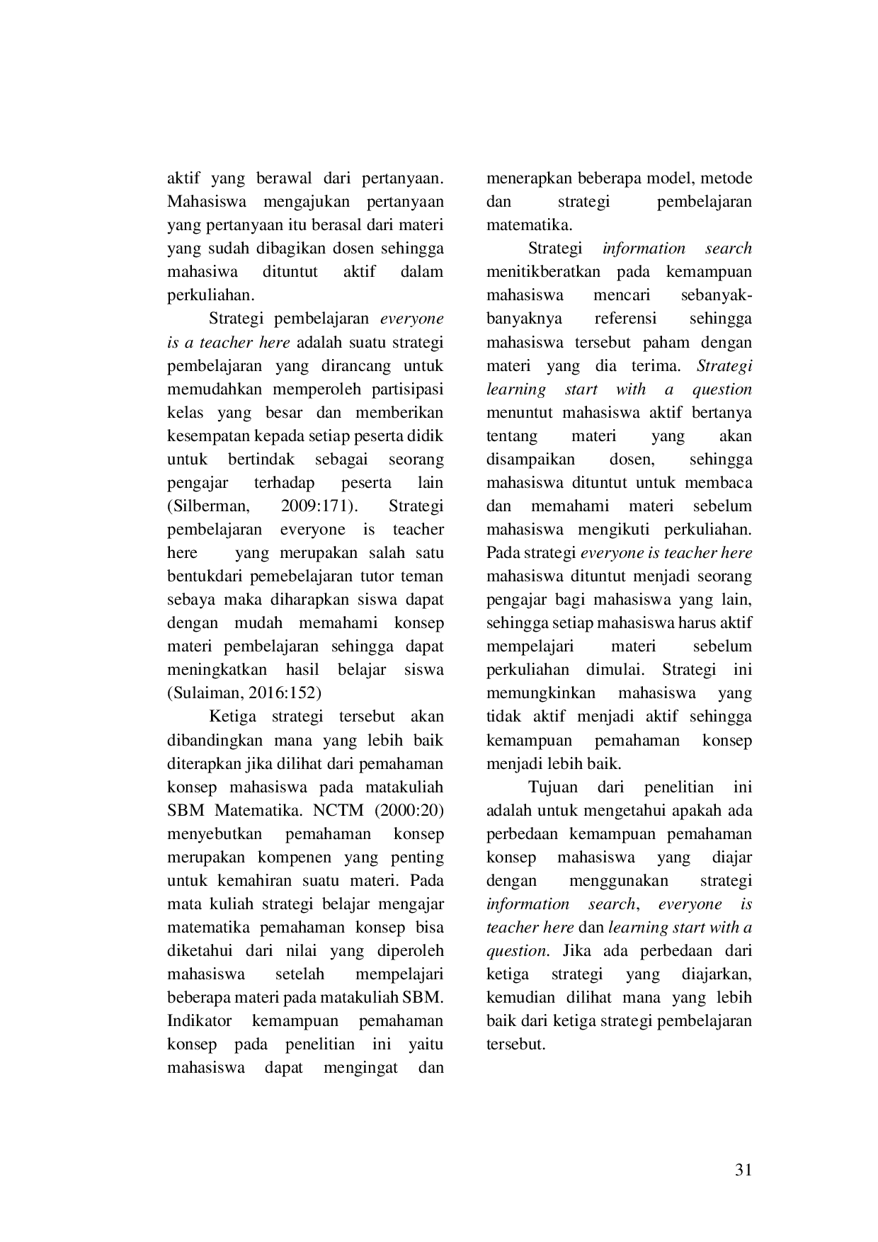 juris Kemampuan Pemahaman Konsep Mahasiswa Pada Mata Kuliah Strategi Belajar Mengajar Matematika Di Tinjau Dari Strategi Pembelajaran