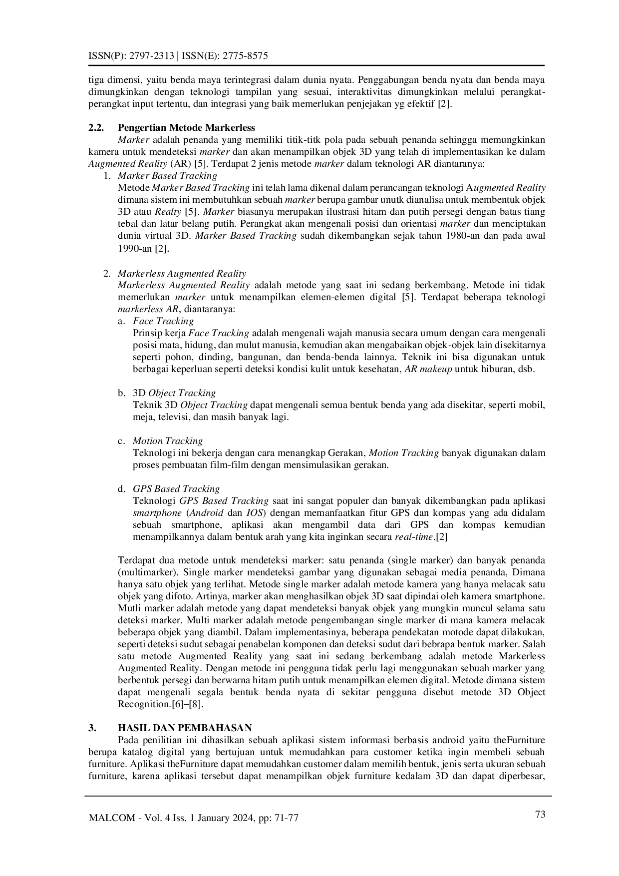 juris Implementasi Metode Markerless Augmented Reality Sebagai Media Promosi Home Furnishing Berbasis Android