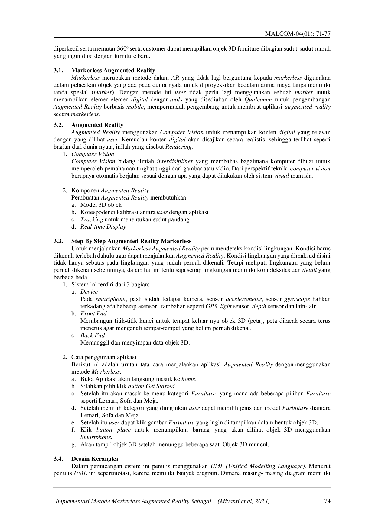 juris Implementasi Metode Markerless Augmented Reality Sebagai Media Promosi Home Furnishing Berbasis Android