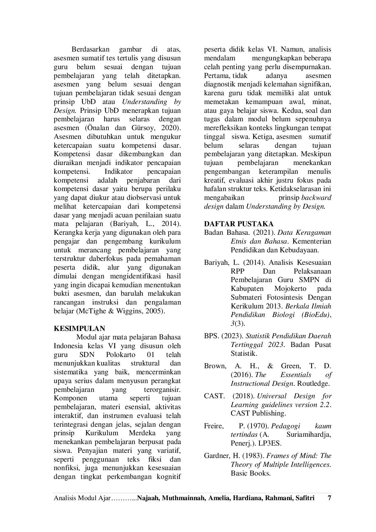 JURIS Analisis Modul Ajar Bahasa Indonesia Berdasarkan Karakteristik Peserta Didik