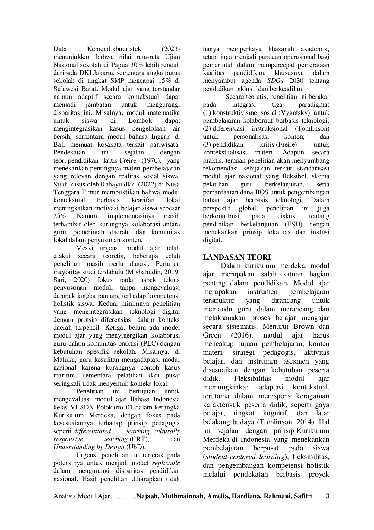 JURIS Analisis Modul Ajar Bahasa Indonesia Berdasarkan Karakteristik Peserta Didik