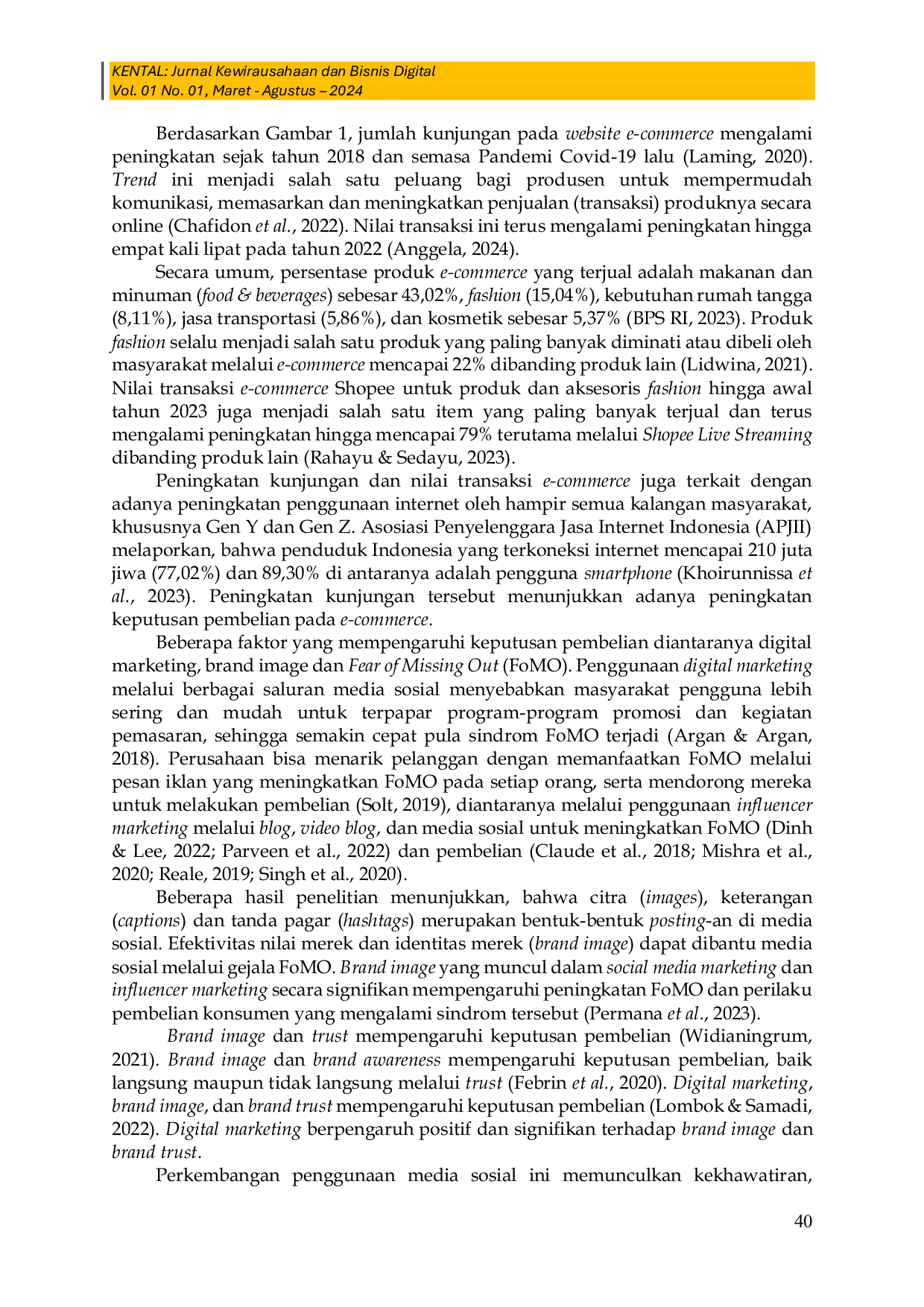 JURIS Fear of Missing Out as Intervening in Digital Marketing and Brand Image to Purchase Decision