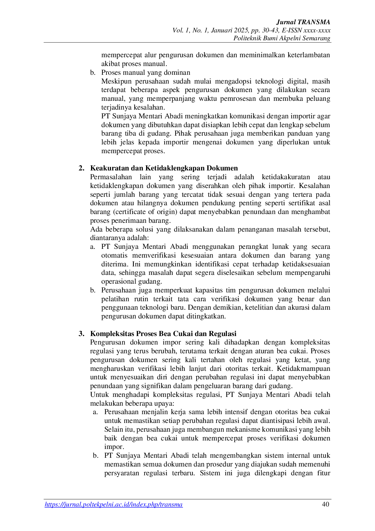 JURIS Transformasi Digital Pengelolaan Dokumen Fabric untuk Memaksimalkan Kualitas Layanan Gudang Berikat PT Sunjaya Mentari Abadi