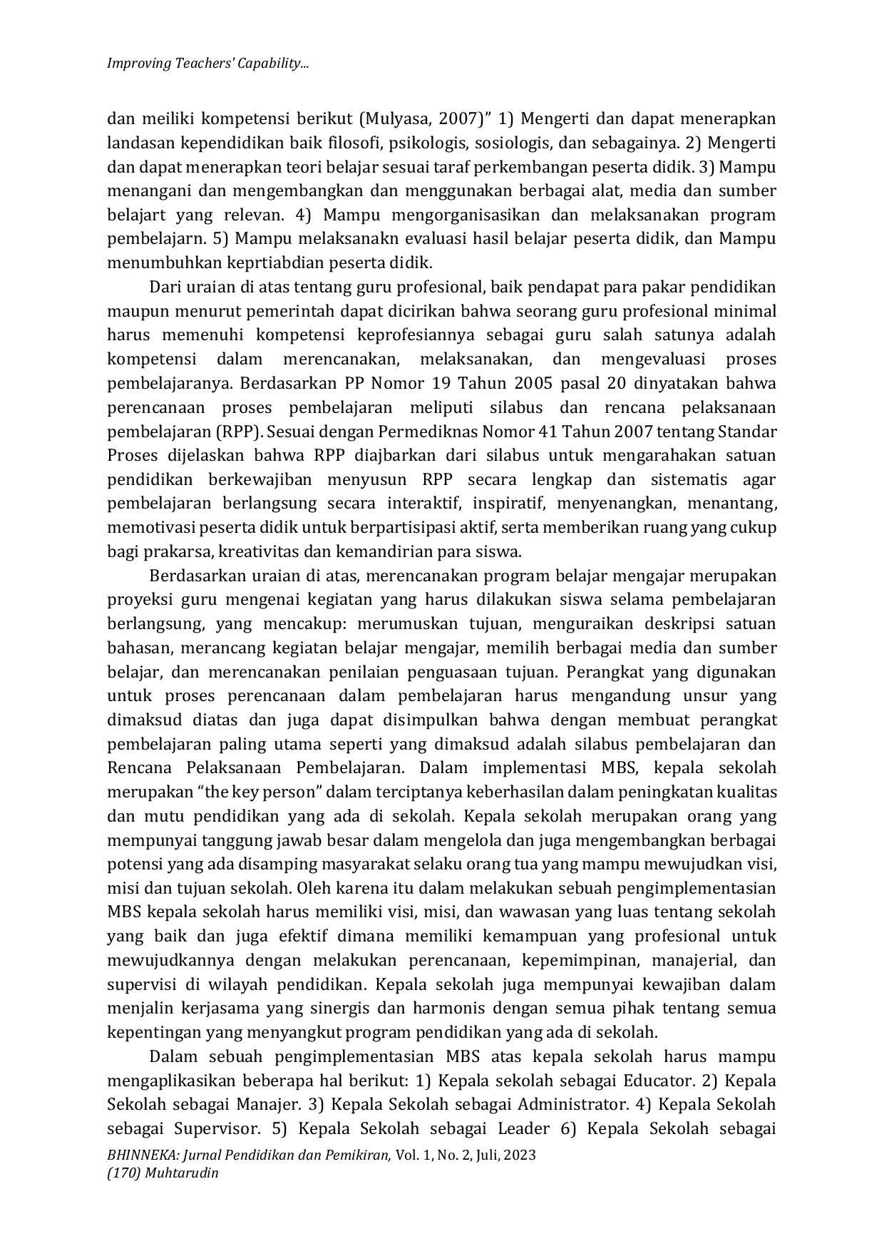 JURIS Improving Teachers Capability In Making RPP Through Academic Supervision Of Workshop Groups In MI Ma arif Jekeling Kulonprogo District 2023