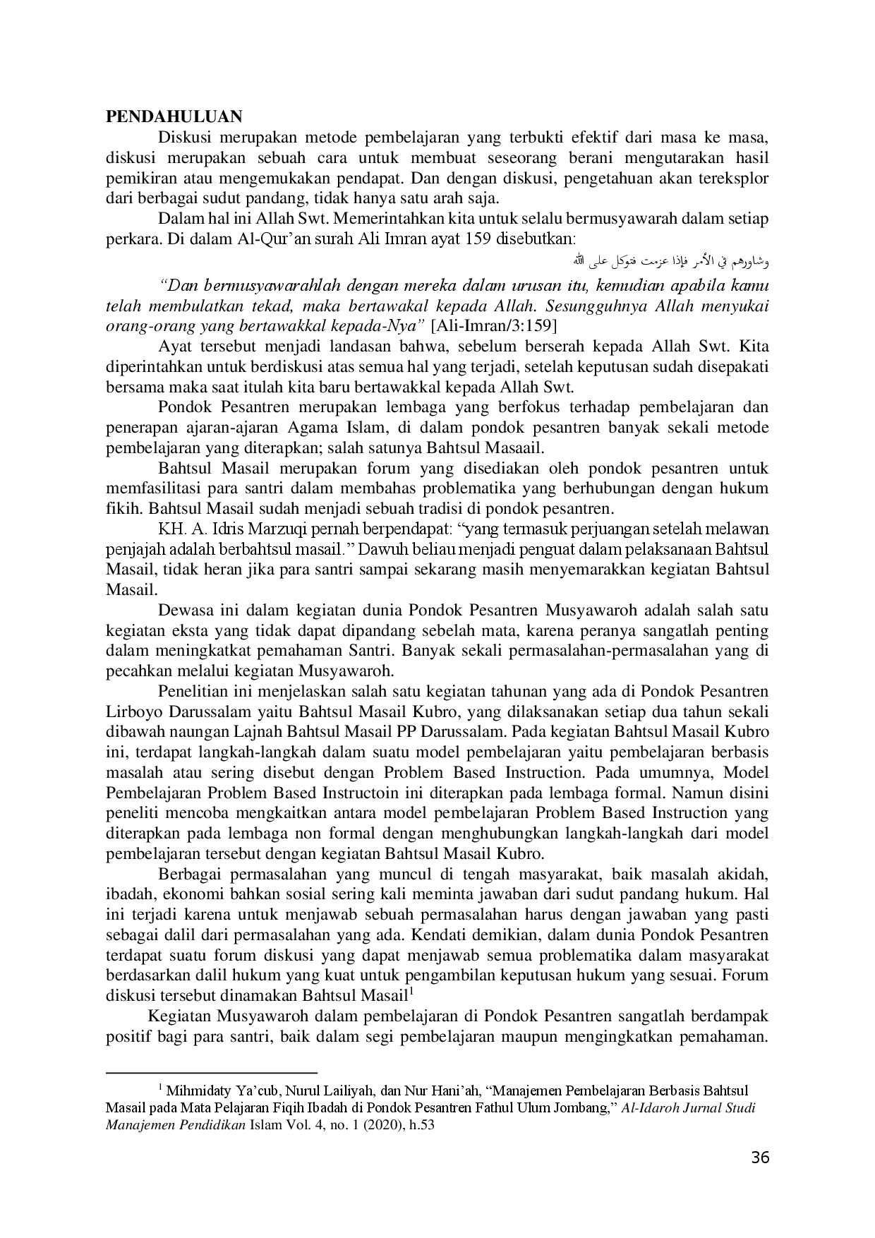 juris Implementasi Bmk Bahtsul Masail Kubro Dalam Meningkatkan Pemahaman Santri Di Pondok Pesantren Darussalam Lirboyo
