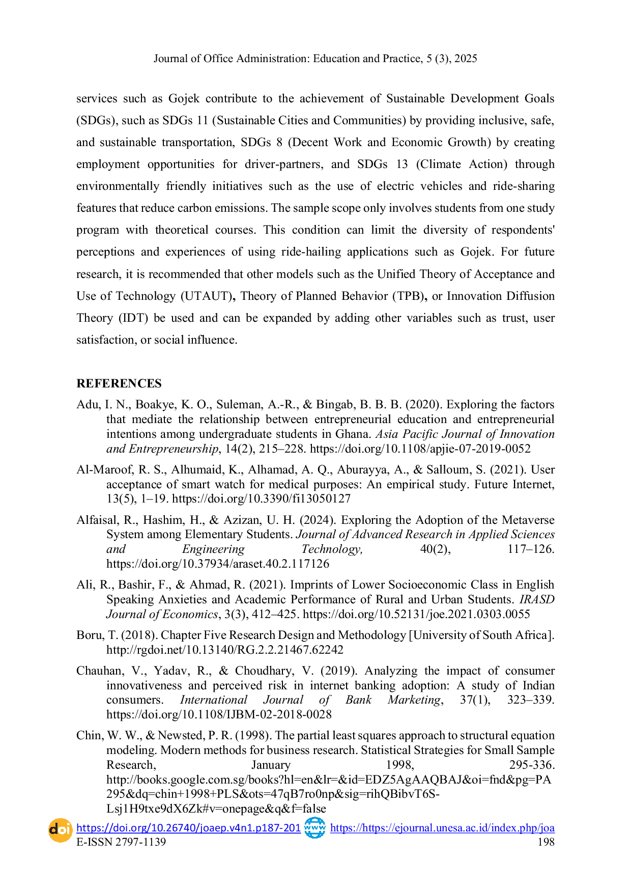JURIS Investigation of the Students Behavior in Using Ride Hailing Applications Perspectives of Perceived Risk and Environmental Awareness in Technology Acceptance Model TAM