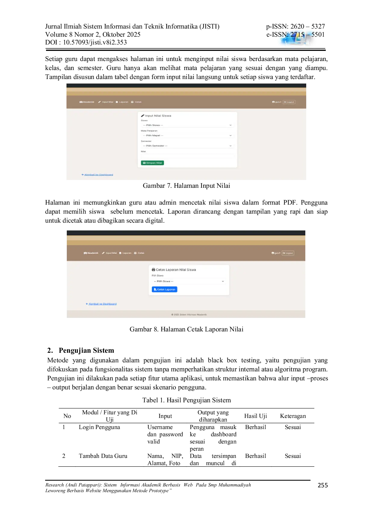 JURIS Sistem Informasi Akademik Berbasis Web Pada Smp Muhammadiyah Leworeng Berbasis Website Menggunakan Metode Prototype