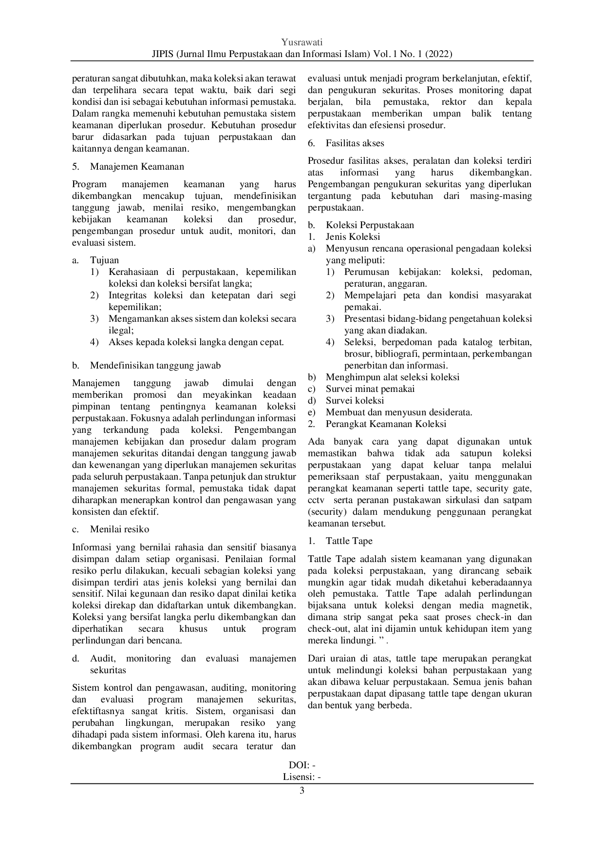 juris Sistem Keamanan Koleksi dalam Mencegah Vandalisme di UPT Perpustakaan UIN Ar Raniry Banda Aceh