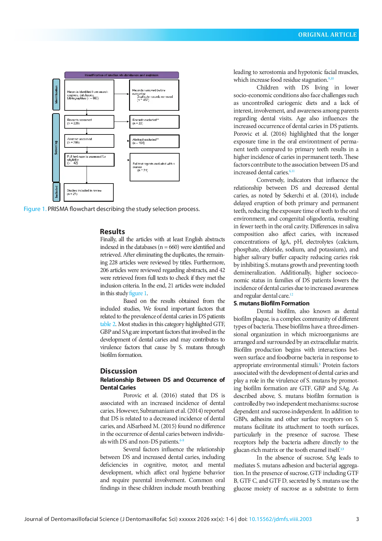 JURIS Caries Risk and Streptococcus Mutans Adherence Mechanism in Down Syndrome Children A Scoping Review