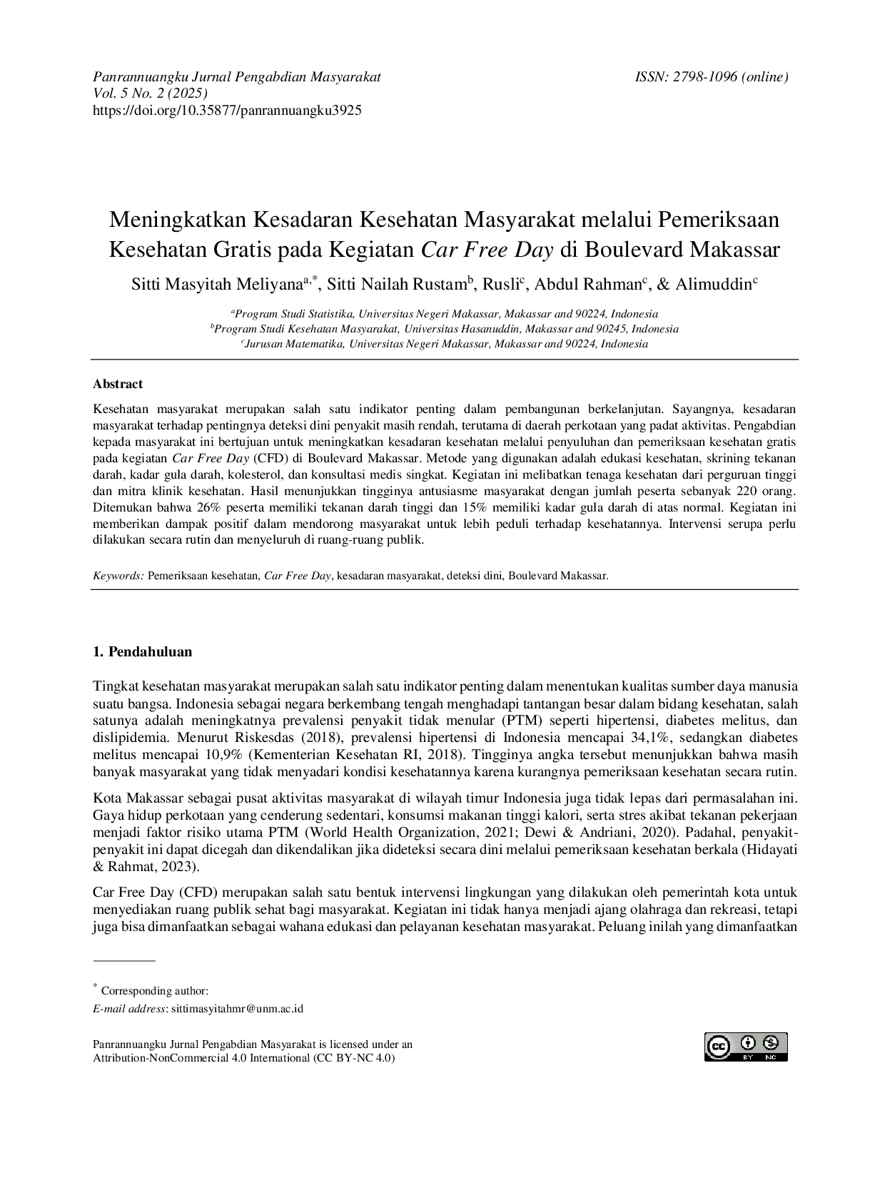 JURIS Meningkatkan Kesadaran Kesehatan Masyarakat melalui Pemeriksaan Kesehatan Gratis pada Kegiatan Car Free Day di Boulevard Makassar