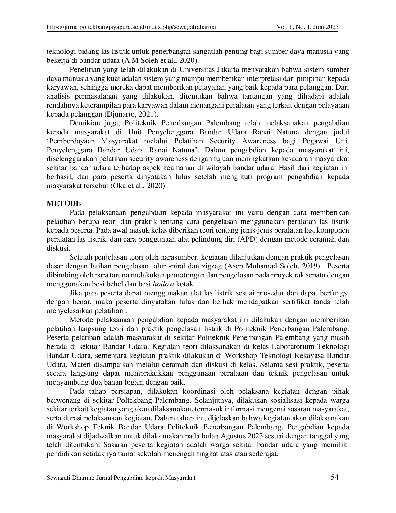 JURIS Pelatihan Las Listrik untuk Masyarakat di Lingkungan Politeknik Penerbangan Palembang