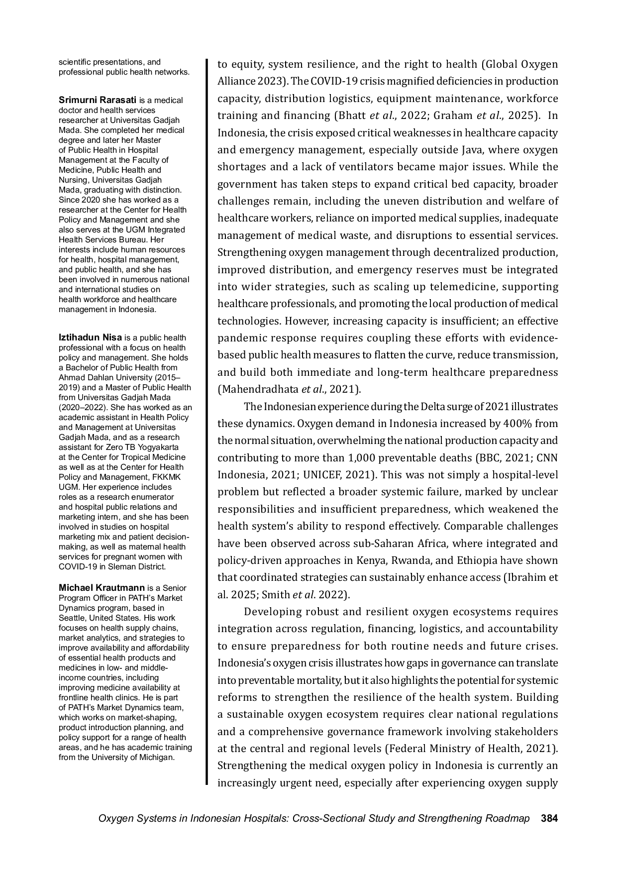 JURIS Oxygen Systems in Indonesian Hospitals Cross Sectional Study and Strengthening Roadmap