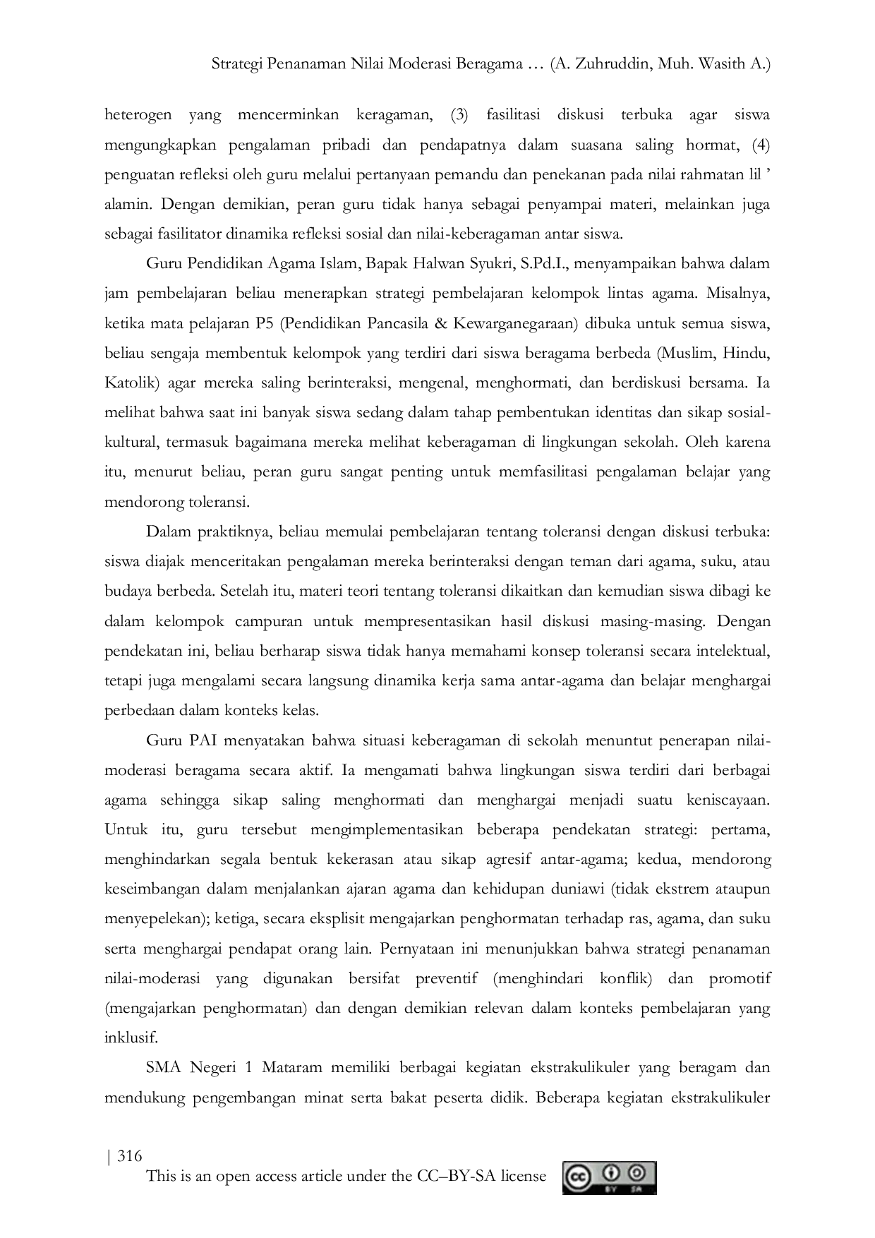 JURIS Strategi Penanaman Nilai Moderasi Beragama Studi Di Sekolah Menengah Atas Negeri 1 Mataram