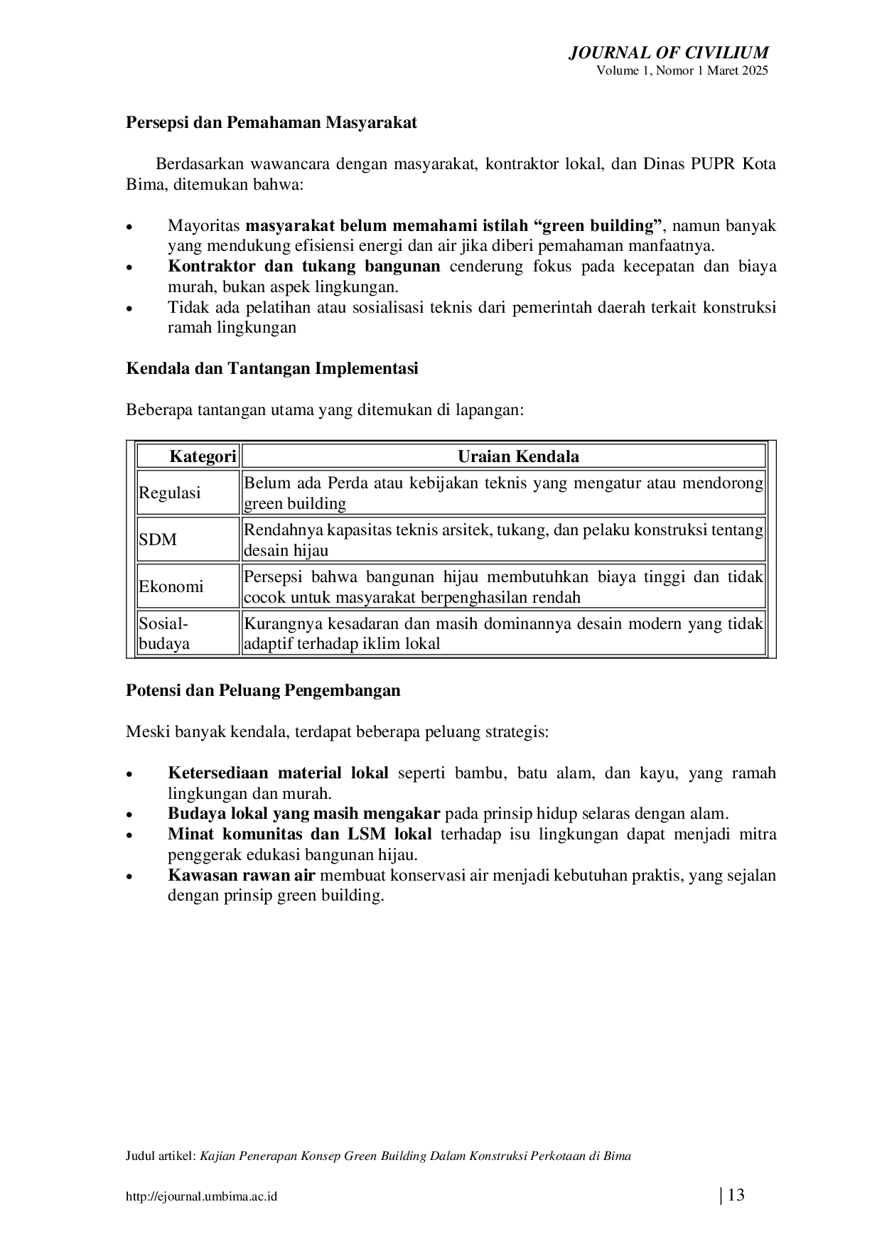 JURIS Kajian Penerapan Konsep Green Building Dalam Konstruksi Perkotaan di Bima