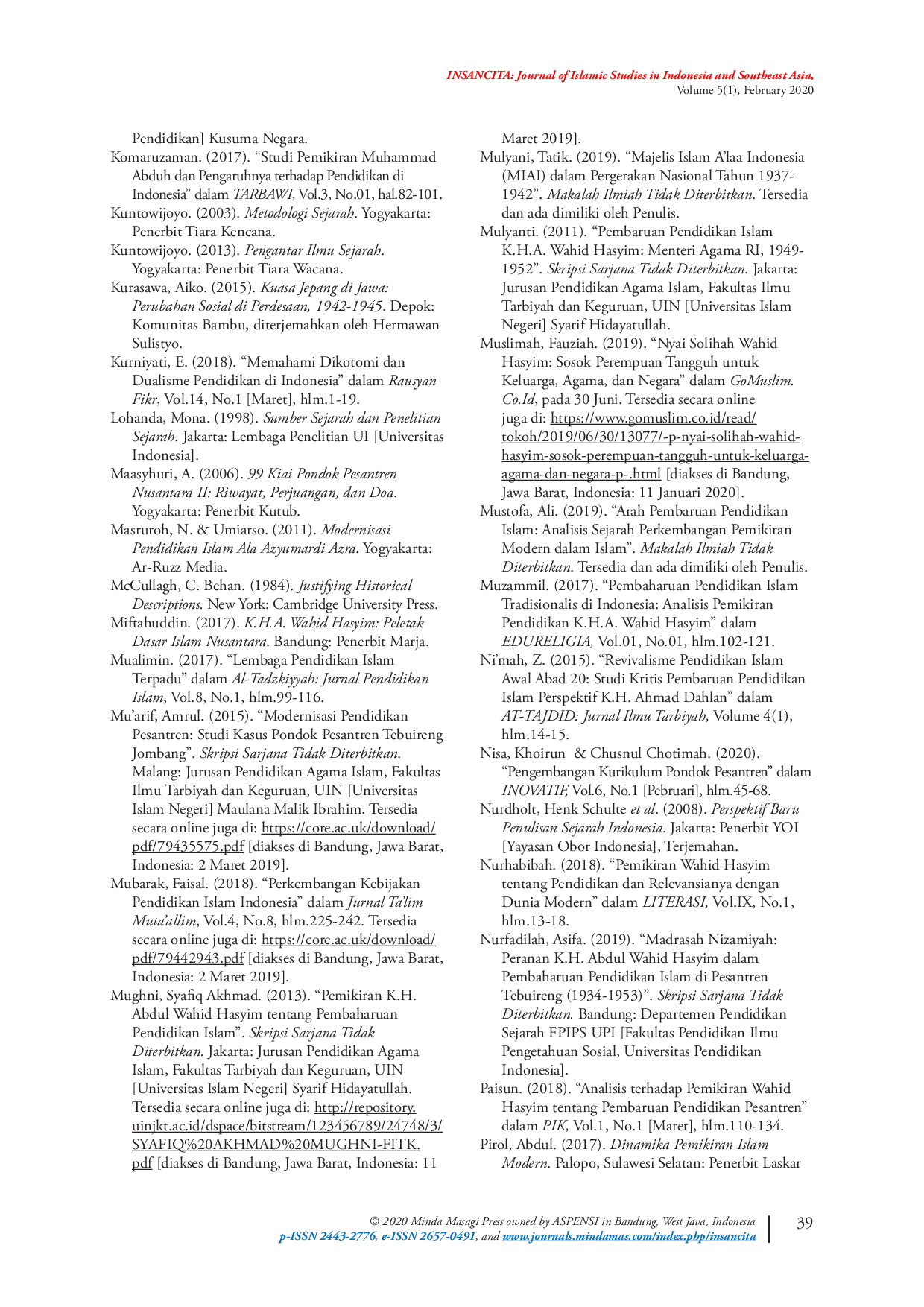 JURIS Peranan K H Abdul Wahid Hasyim dalam Pembaharuan Pendidikan Islam di Pesantren Tebuireng Jombang Jawa Timur Indonesia 1934 1953