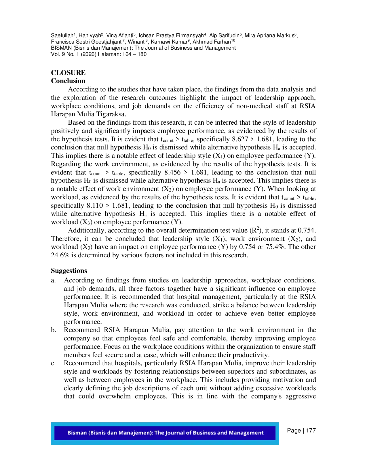 JURIS Analisis Pengaruh Gaya Kepemimpinan Lingkungan Kerja Dan Beban Kerja Terhadap Kinerja Karyawan Non Medis Di Rumah Sakit