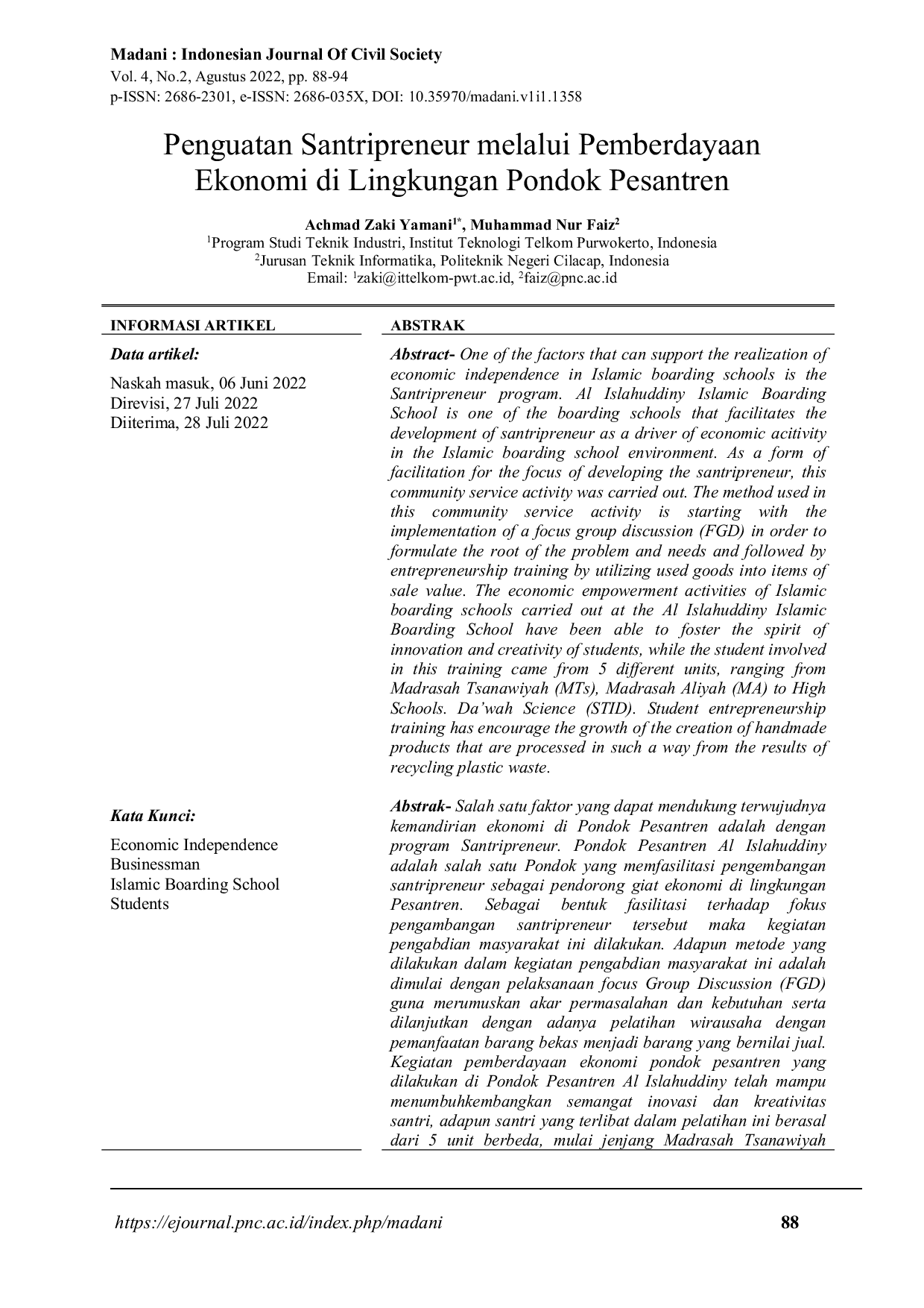 JURIS Penguatan Santripreneur melalui Pemberdayaan Ekonomi di Lingkungan Pondok Pesantren