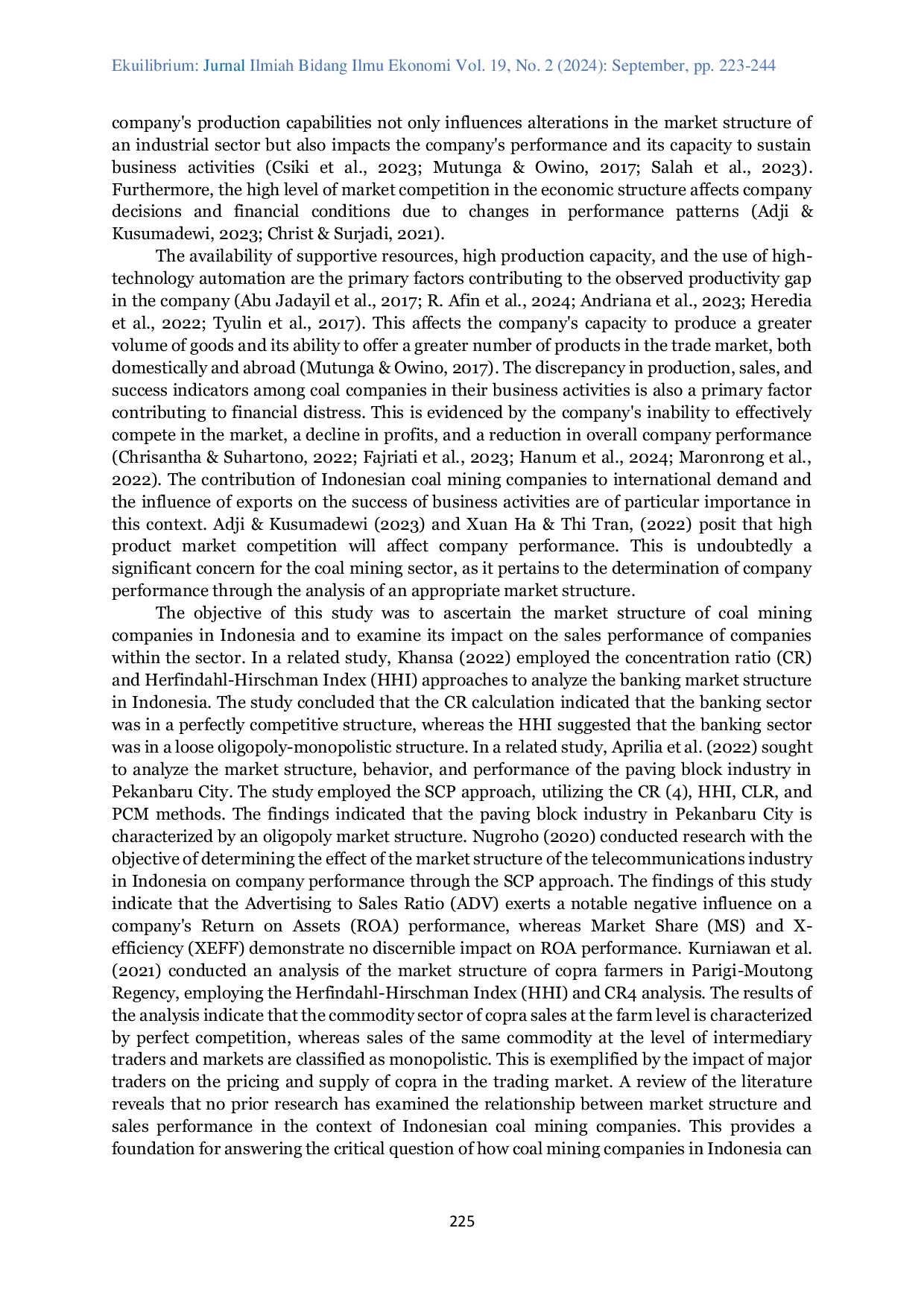 JURIS The Effect of Market Structure on Sales of Coal Companies Listed on the Indonesia Stock Exchange IDX for the Period 2018 2022