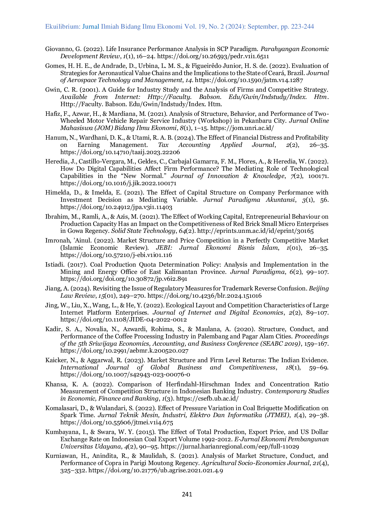 JURIS The Effect of Market Structure on Sales of Coal Companies Listed on the Indonesia Stock Exchange IDX for the Period 2018 2022