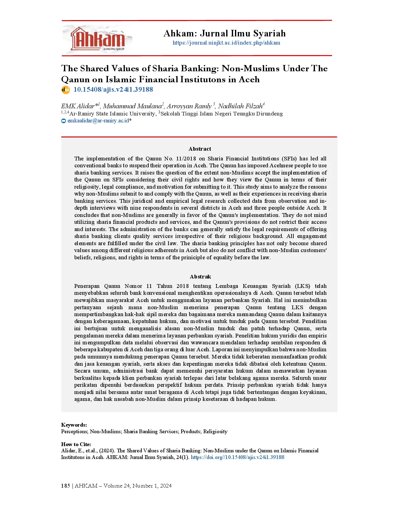 juris The Shared Values of Sharia Banking Non Muslims Under The Qanun on Islamic Financial Institutons in Aceh