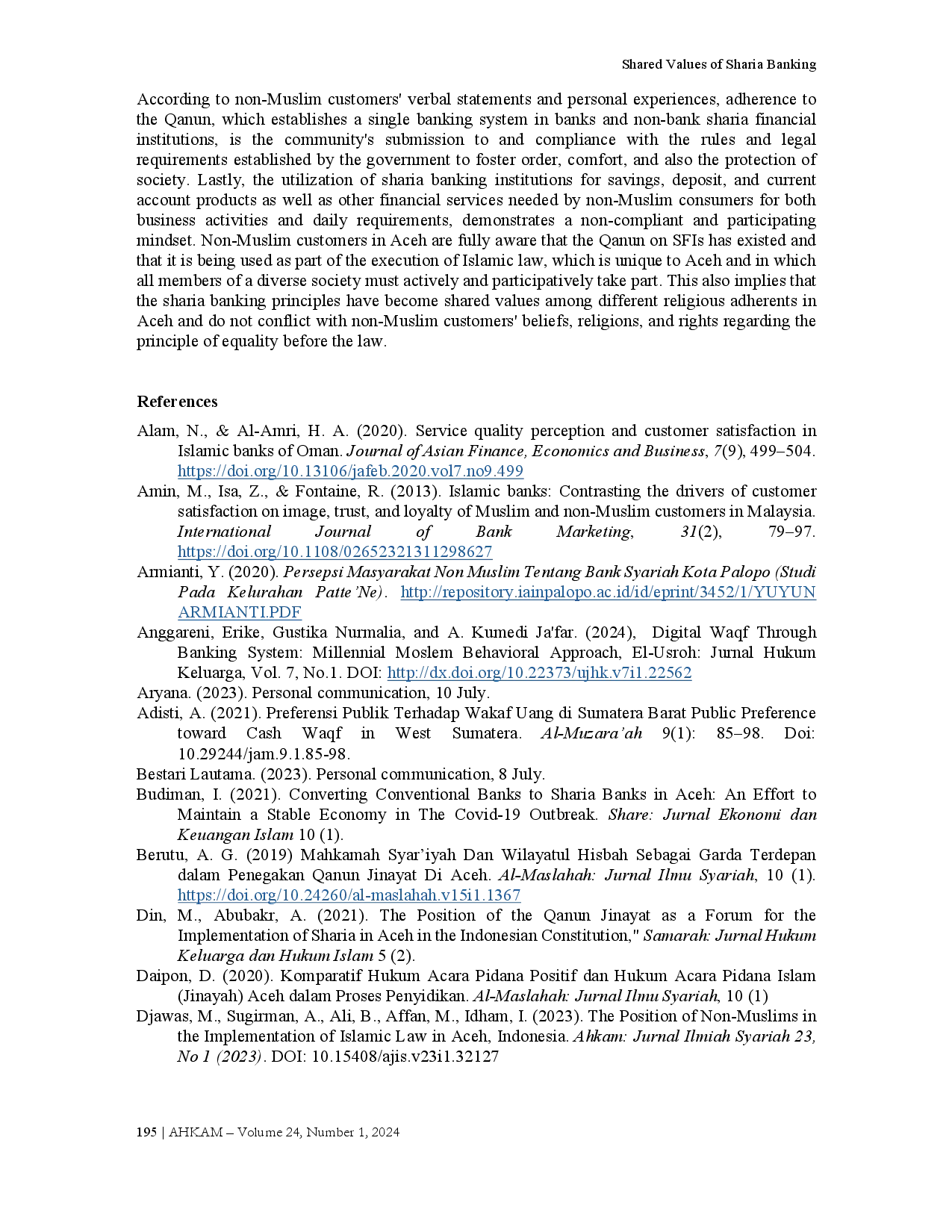 juris The Shared Values of Sharia Banking Non Muslims Under The Qanun on Islamic Financial Institutons in Aceh