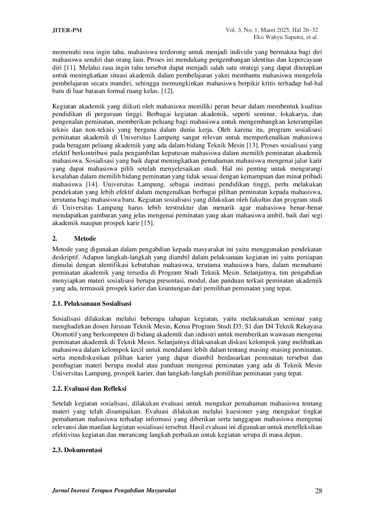 JURIS The Sosialisasi Peminatan Akademik Mahasiswa Teknik Mesin Universitas Lampung 2024