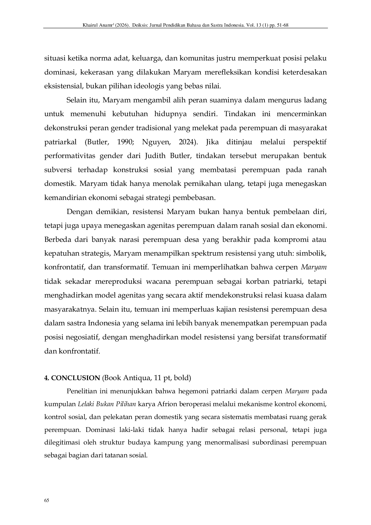 JURIS Maryam s Resistance Against Patriarchal Ideology in the Short Story Maryam by Afrion