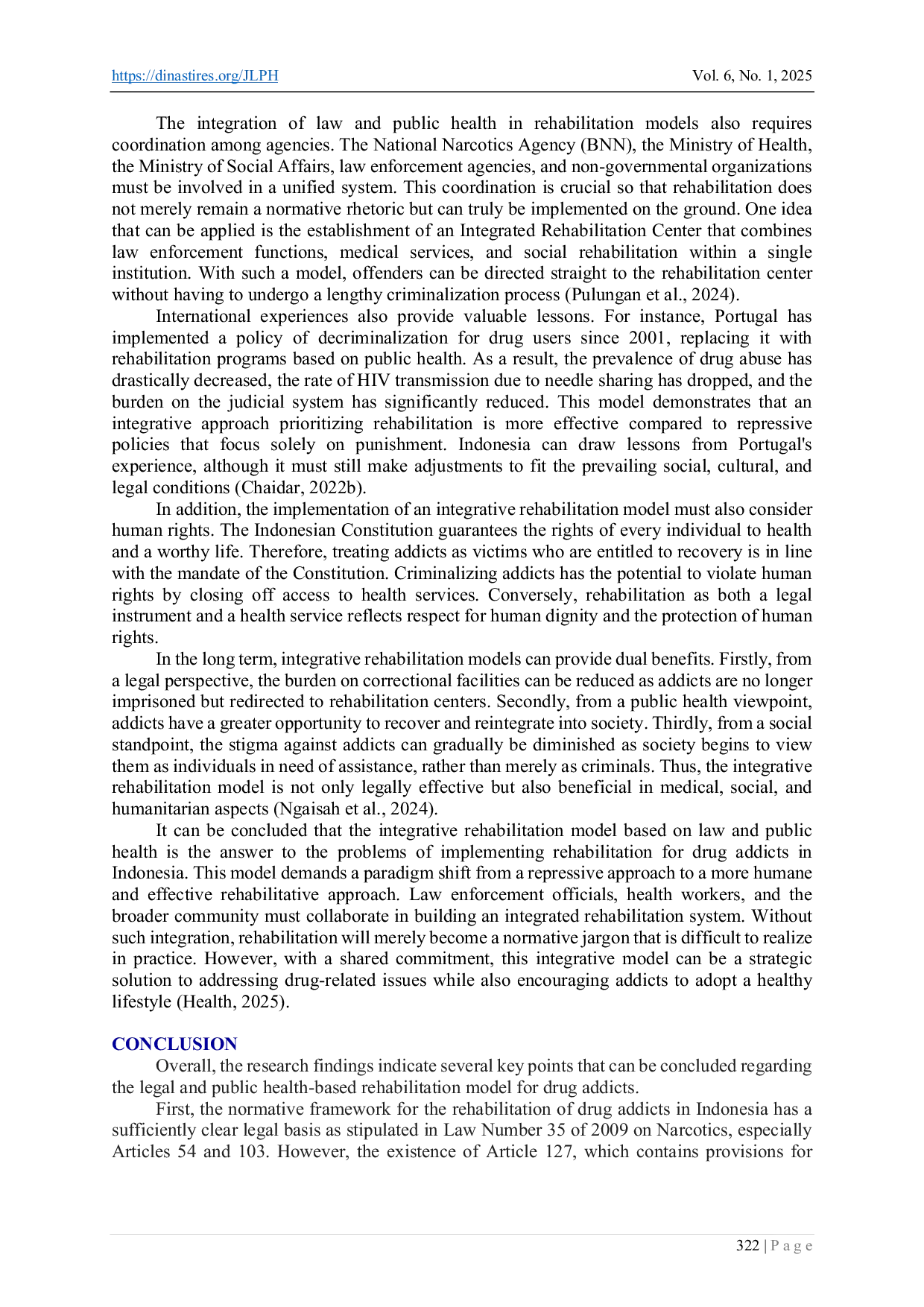 JURIS Model Rehabilitation of Drug Addicts Based on Legal and Community Health Approaches to Promote Healthy Behavior