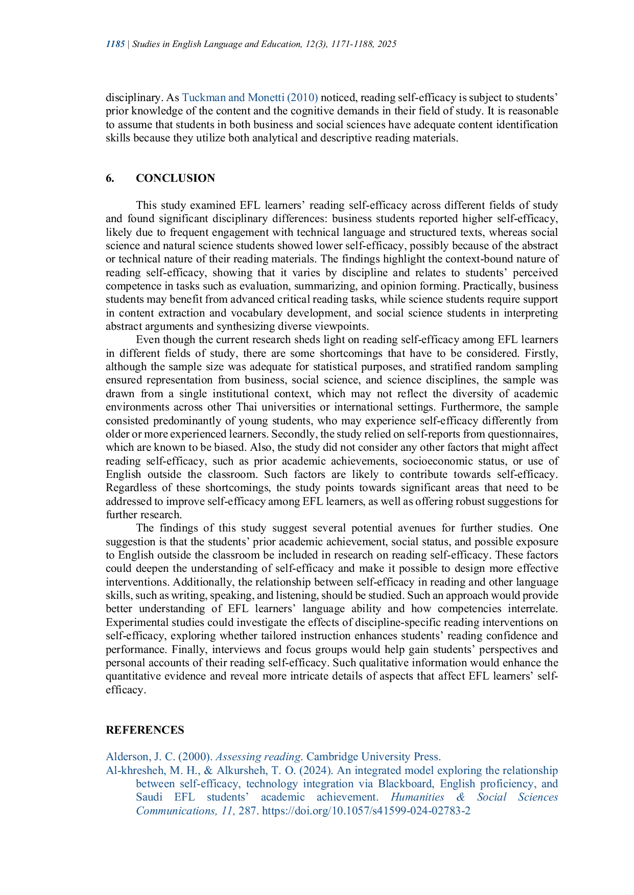 JURIS Exploring reading self efficacy among EFL learners from different academic disciplines