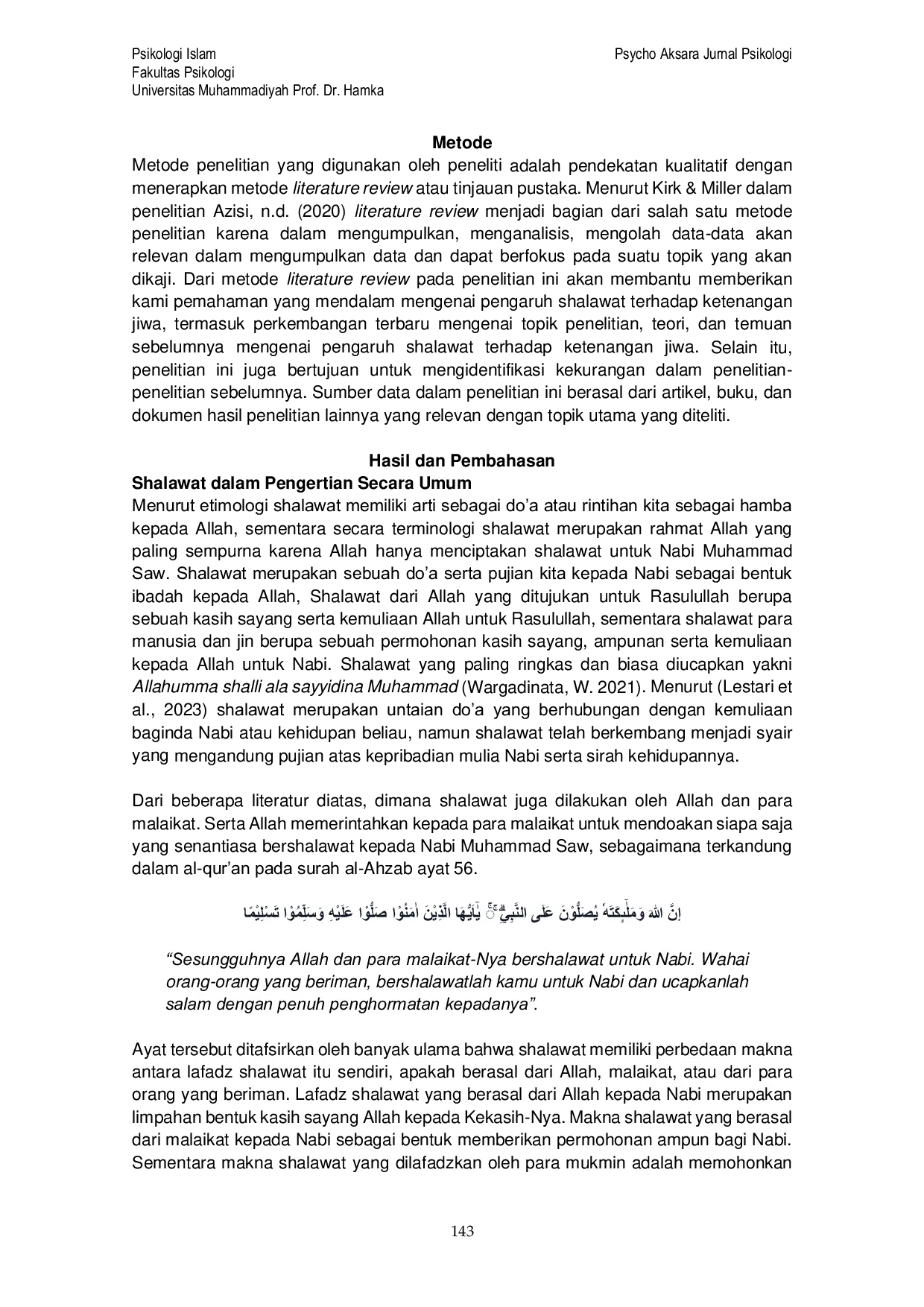 JURIS Menganalisis Pengaruh Shalawat Terhadap Ketenangan Jiwa Pendekatan Psikologis dan Spiritual