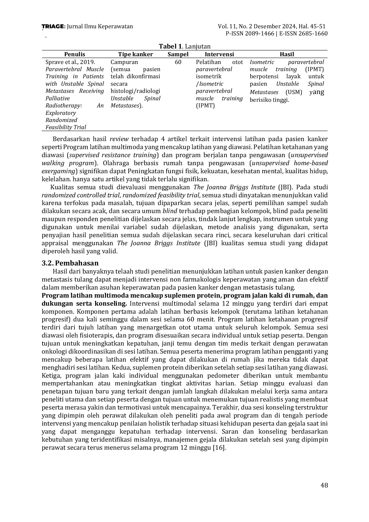 JURIS Pelestarian Fungsi Fisik untuk Pasien Kanker dengan Metastasis Tulang Literature Review