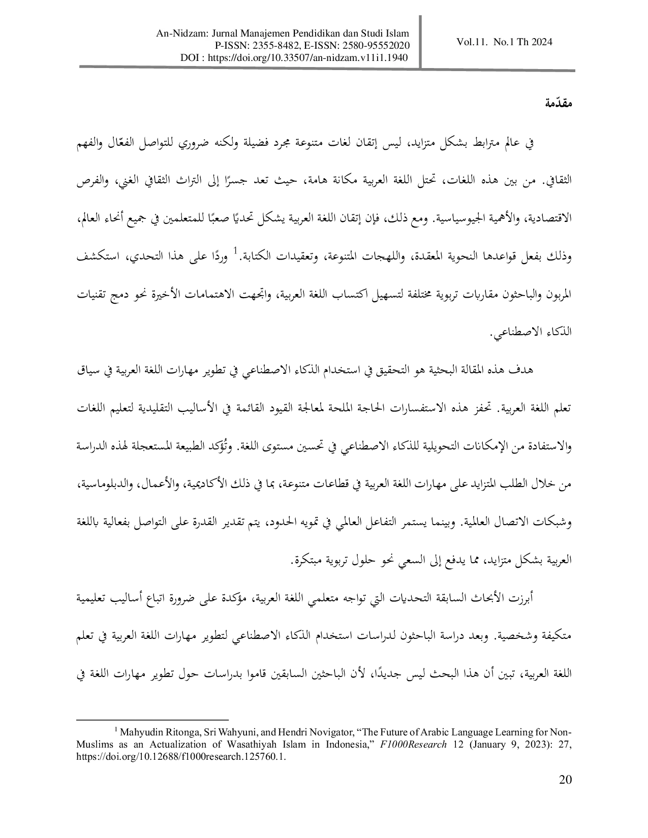 JURIS Artificial Intelligence Utilization for Arabic Language Skills Development in Arabic Language Learning