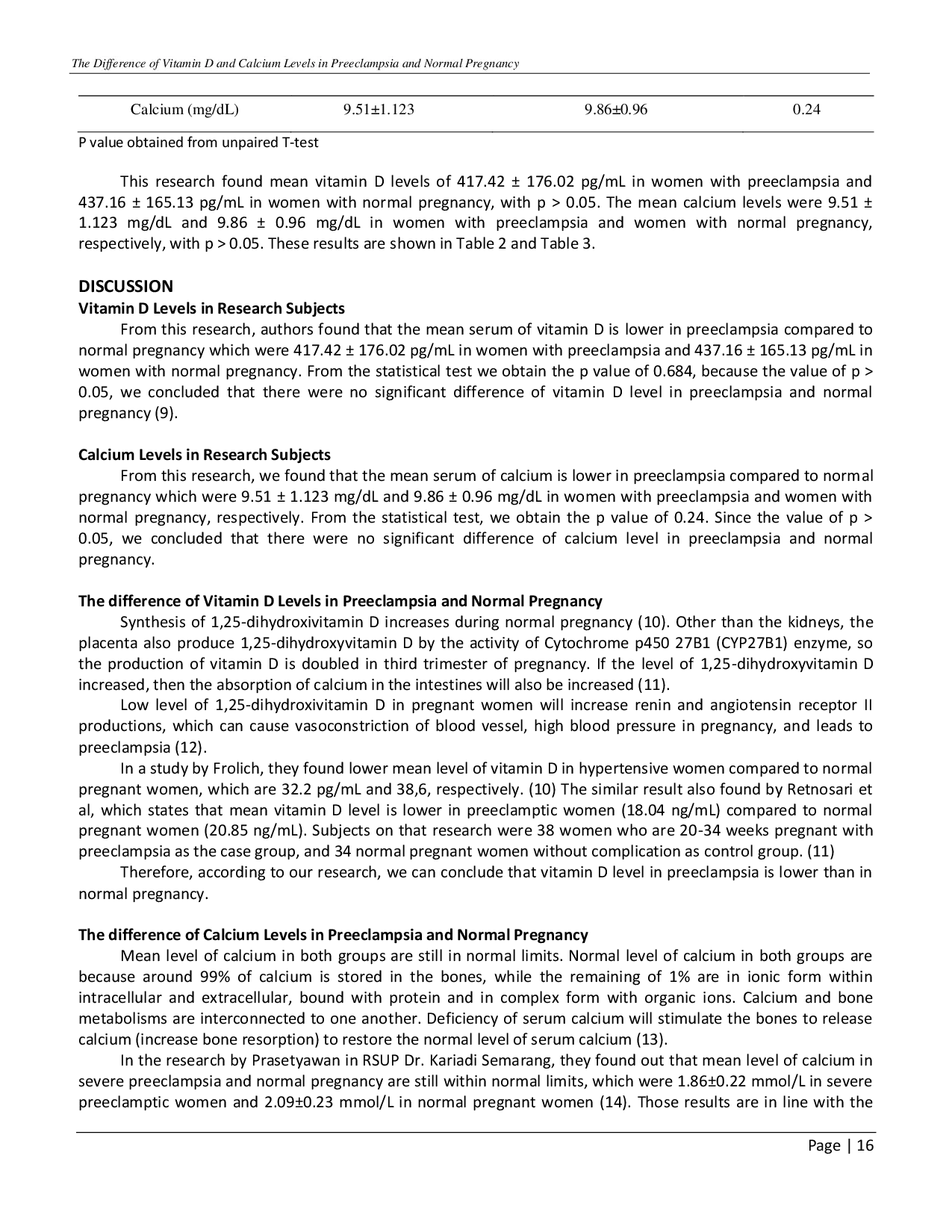 juris The Difference Of Vitamin D And Calcium Levels In Preeclampsia And Normal Pregnancy