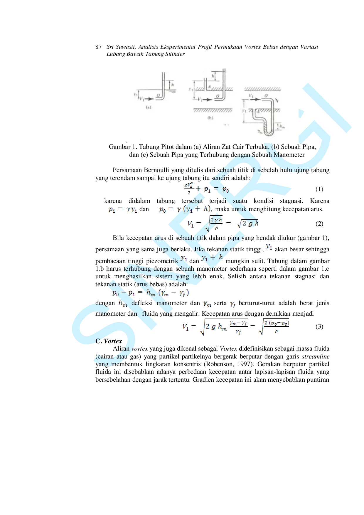 JURIS Analisis Eksperimental Profil Vortex Bebas Dengan Variasi Lubang Bawah Tabung Silinder