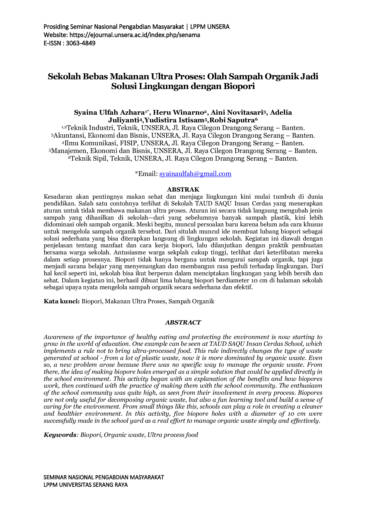 JURIS Sekolah Bebas Makanan Ultra Proses Olah Sampah Organik Jadi Solusi Lingkungan dengan Biopori