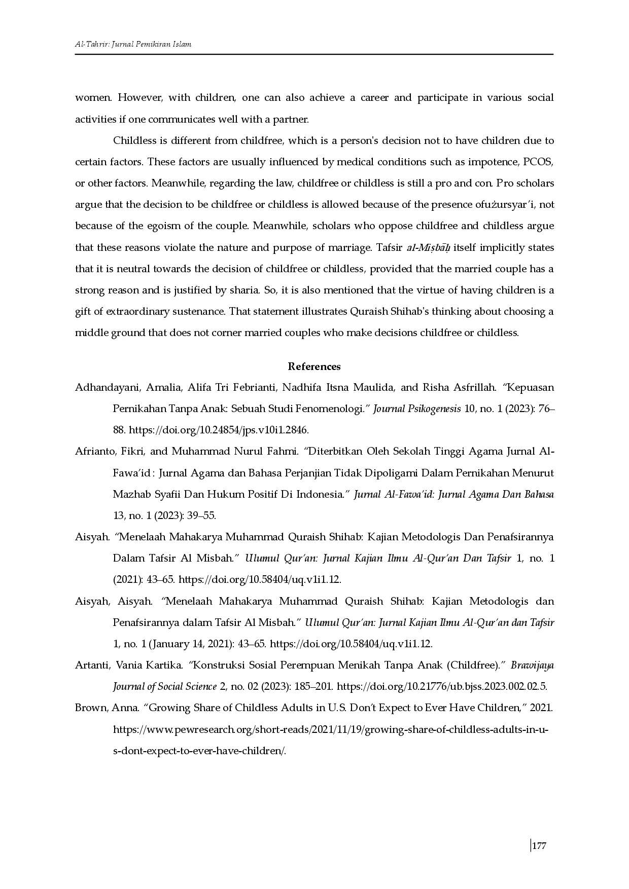 juris The Concept and Practice of Childfree in Tafsir Al Misbah