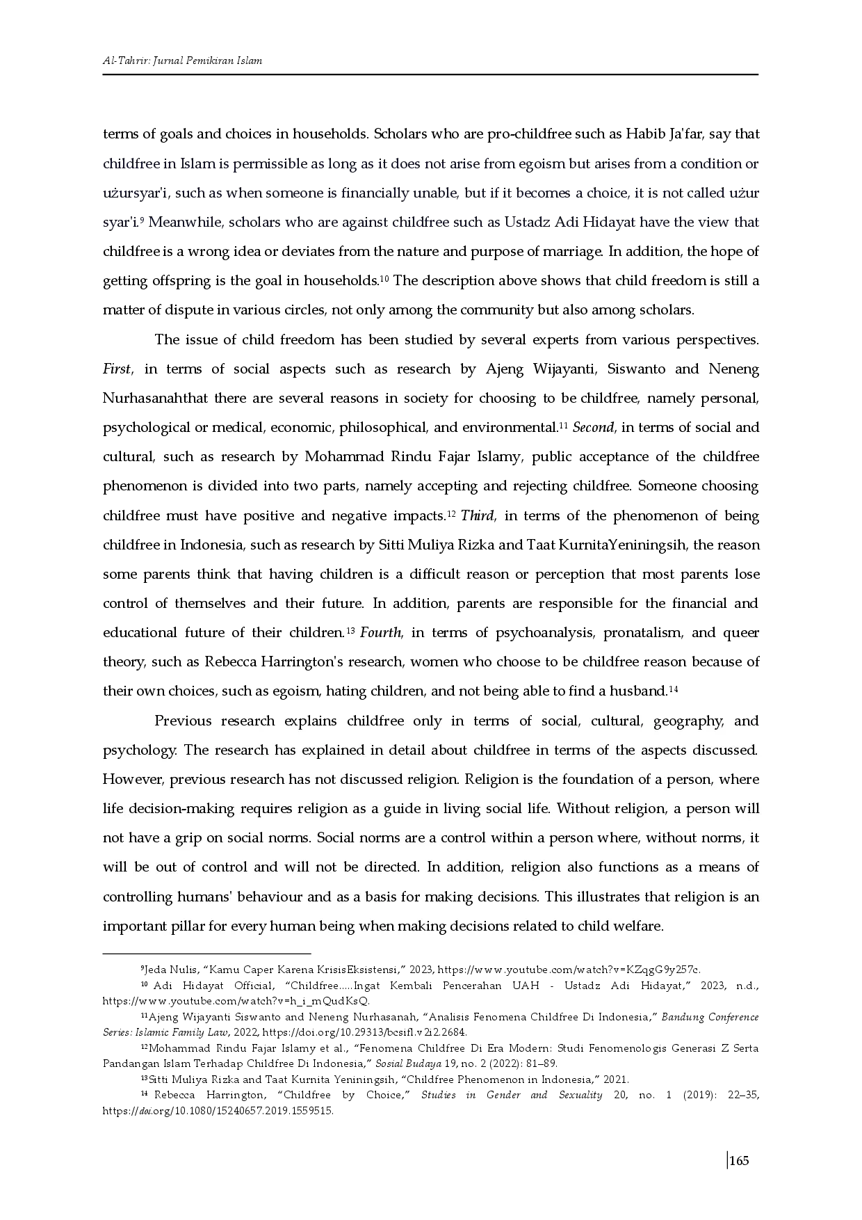 juris The Concept and Practice of Childfree in Tafsir Al Misbah