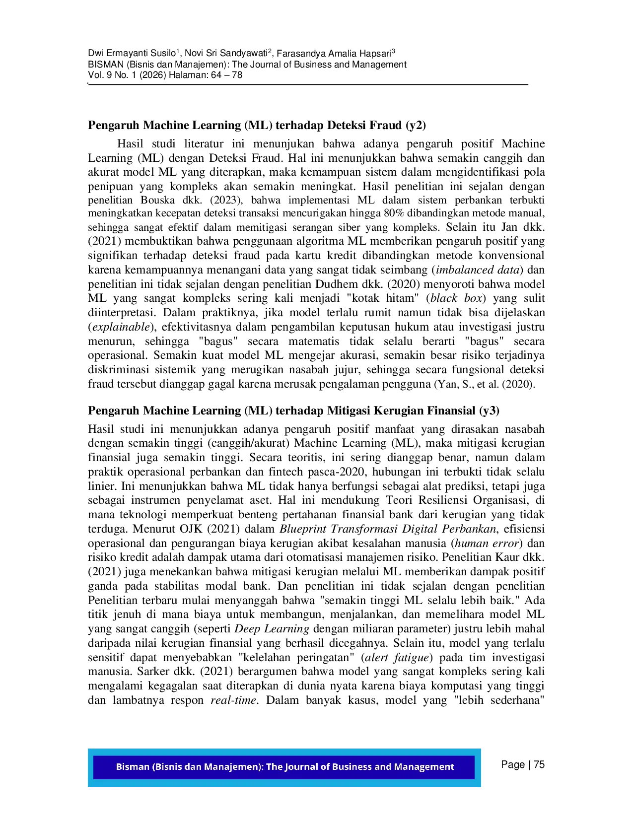 JURIS Pengaruh Machine Learning dalam Mitigasi Risiko Kredit Deteksi Fraud dan Mitigasi Kerugian Finansial Perbankan Digital