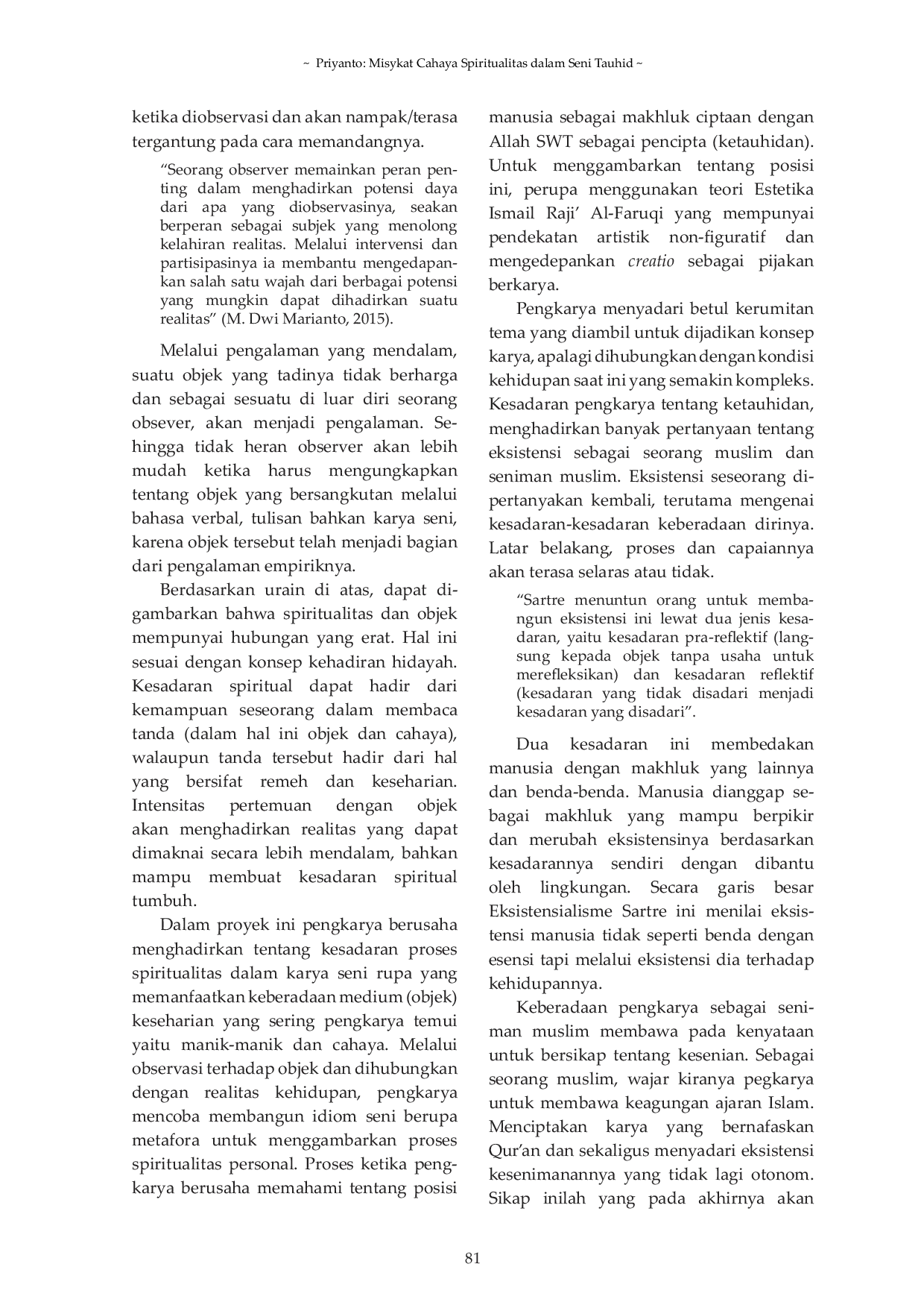 JURIS Misykat Cahaya Spiritualitas dalam Seni Tauhid