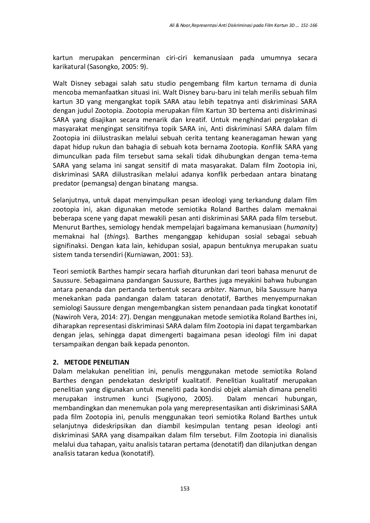 JURIS Representasi Anti Diskriminasi pada Film Kartun 3D Zootopia Kajian Semiotika Roland Barthes