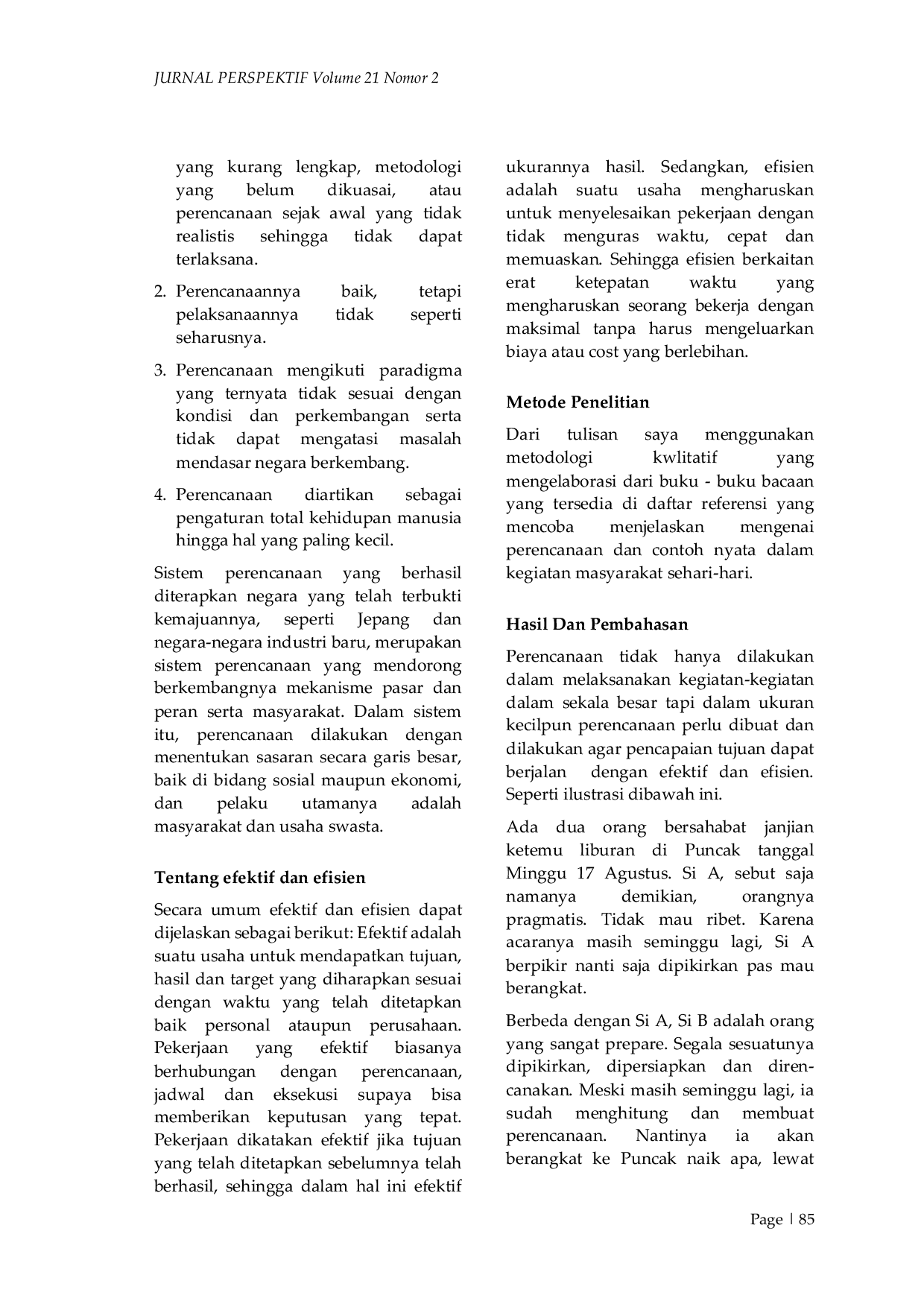 JURIS Pentingnya Perencanaan Dalam Upaya Pencapaian Tujuan Yang Efektif Dan Efisien