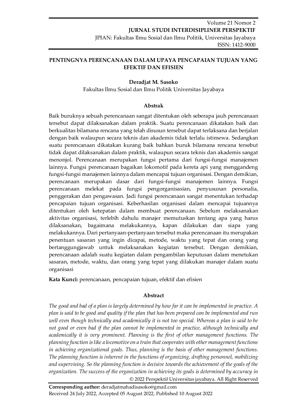 JURIS Pentingnya Perencanaan Dalam Upaya Pencapaian Tujuan Yang Efektif Dan Efisien