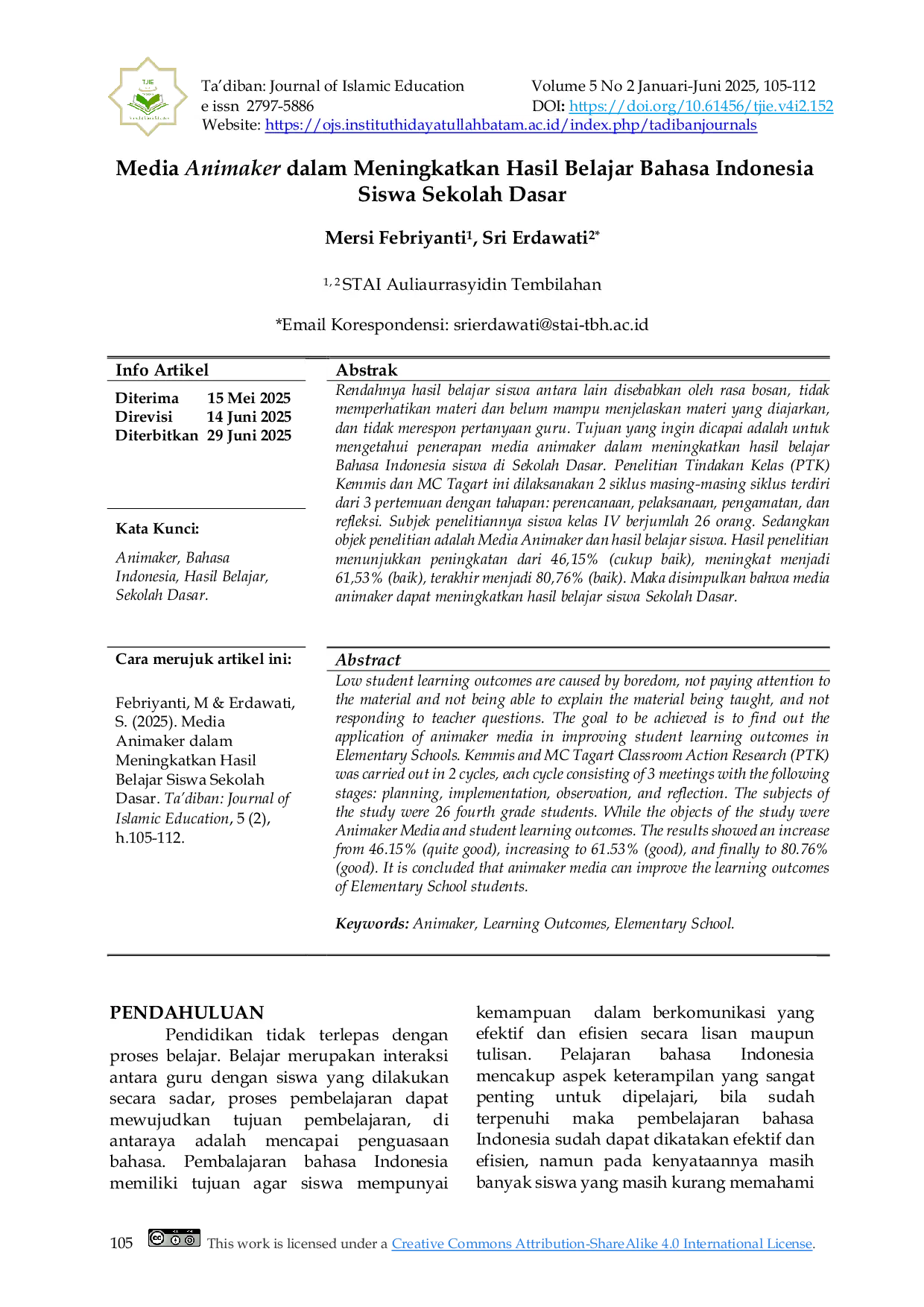 JURIS Media Animaker dalam Meningkatkan Hasil Belajar Bahasa Indonesia Siswa Sekolah Dasar