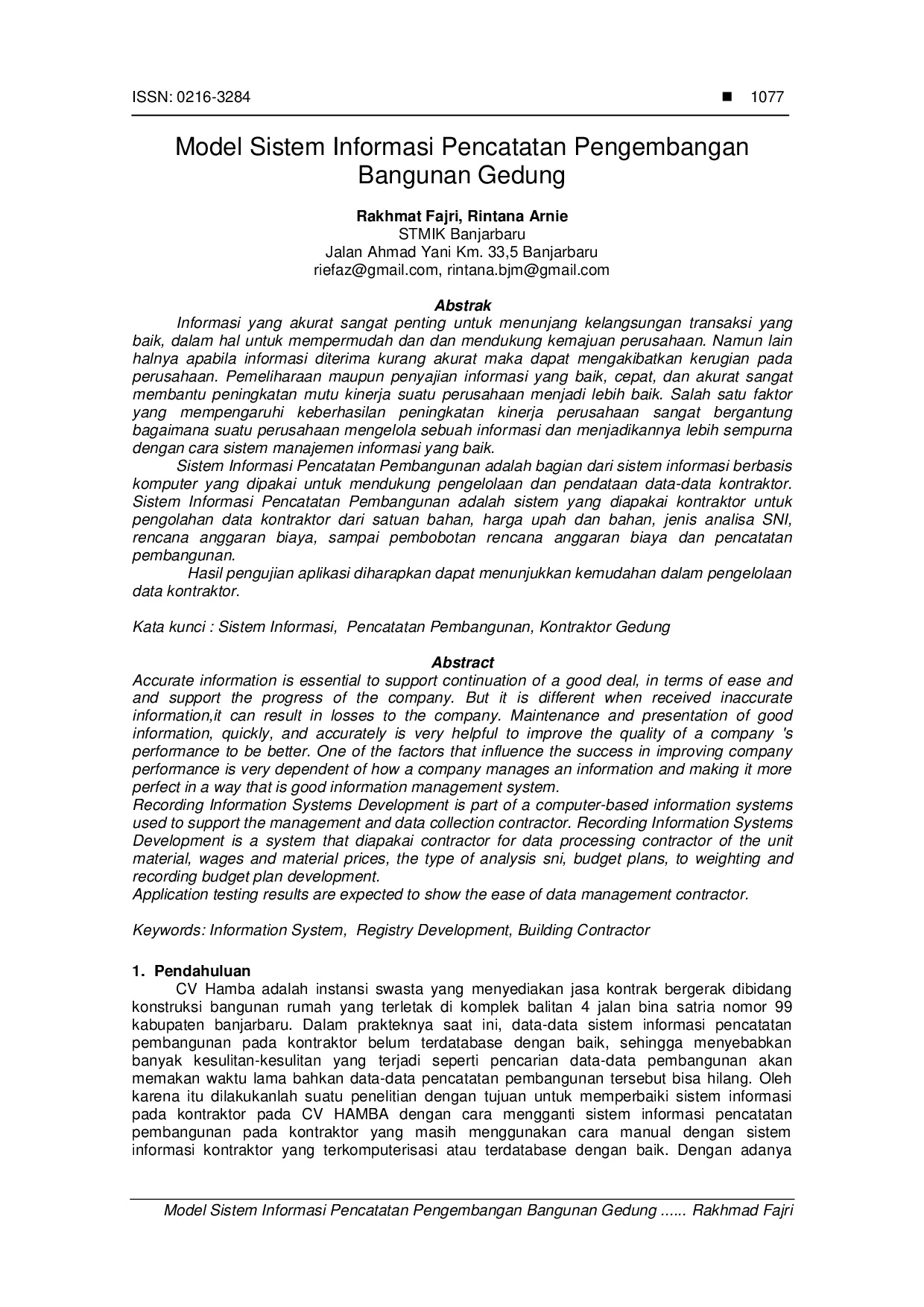 JURIS Model Sistem Informasi Pencatatan Pengembangan Bangunan Gedung