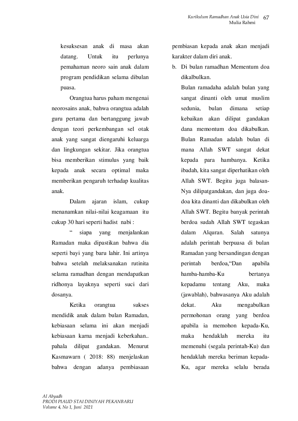 JURIS Kurikulum Ramadhan Anak Usia Dini