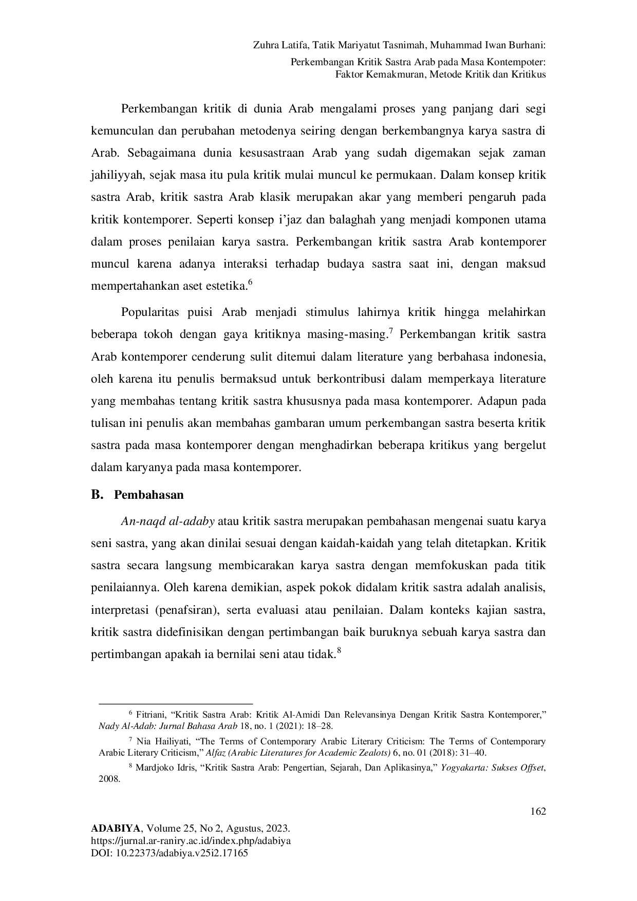 JURIS Perkembangan Kritik Sastra Arab Pada Masa Kontemporer Faktor Kemakmuran Metode Kritik Dan Kritikus