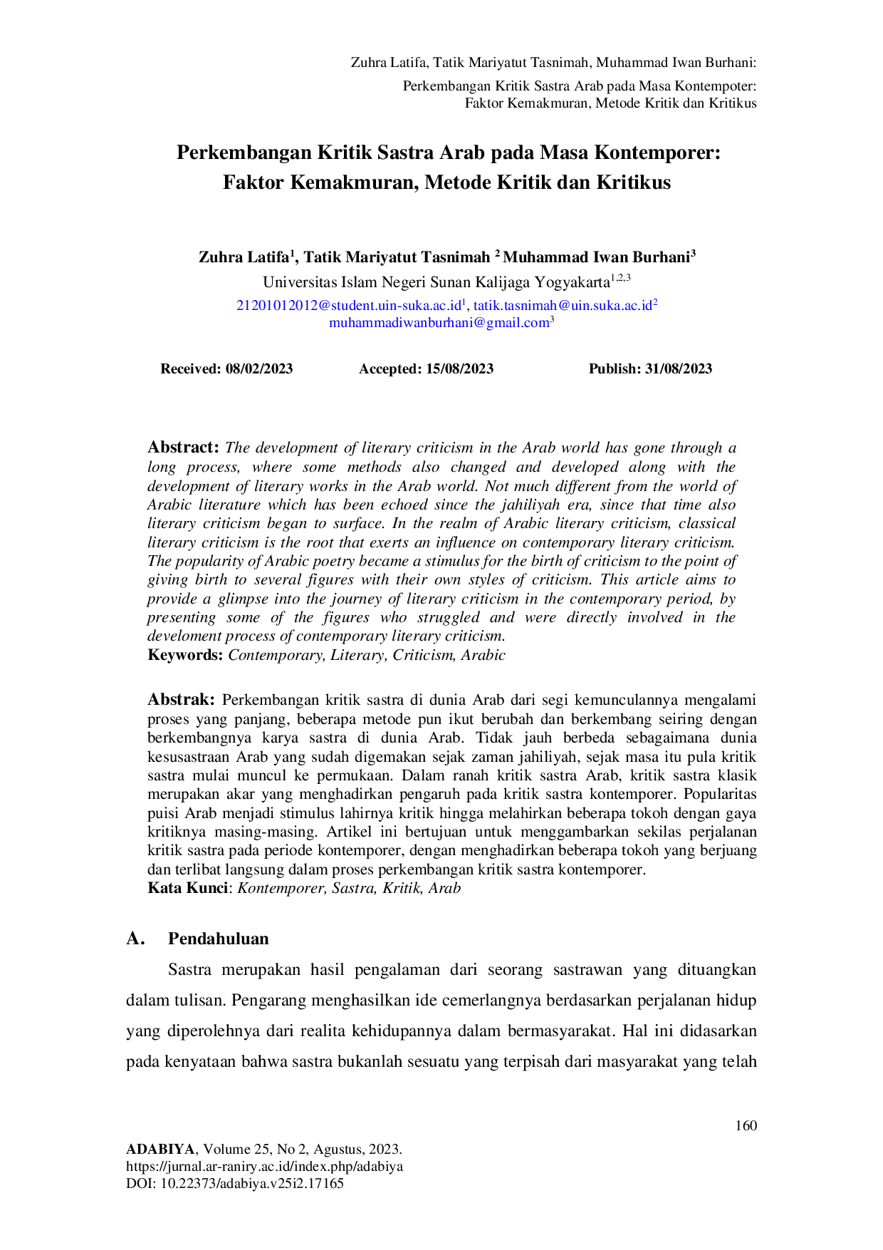 JURIS Perkembangan Kritik Sastra Arab Pada Masa Kontemporer Faktor Kemakmuran Metode Kritik Dan Kritikus