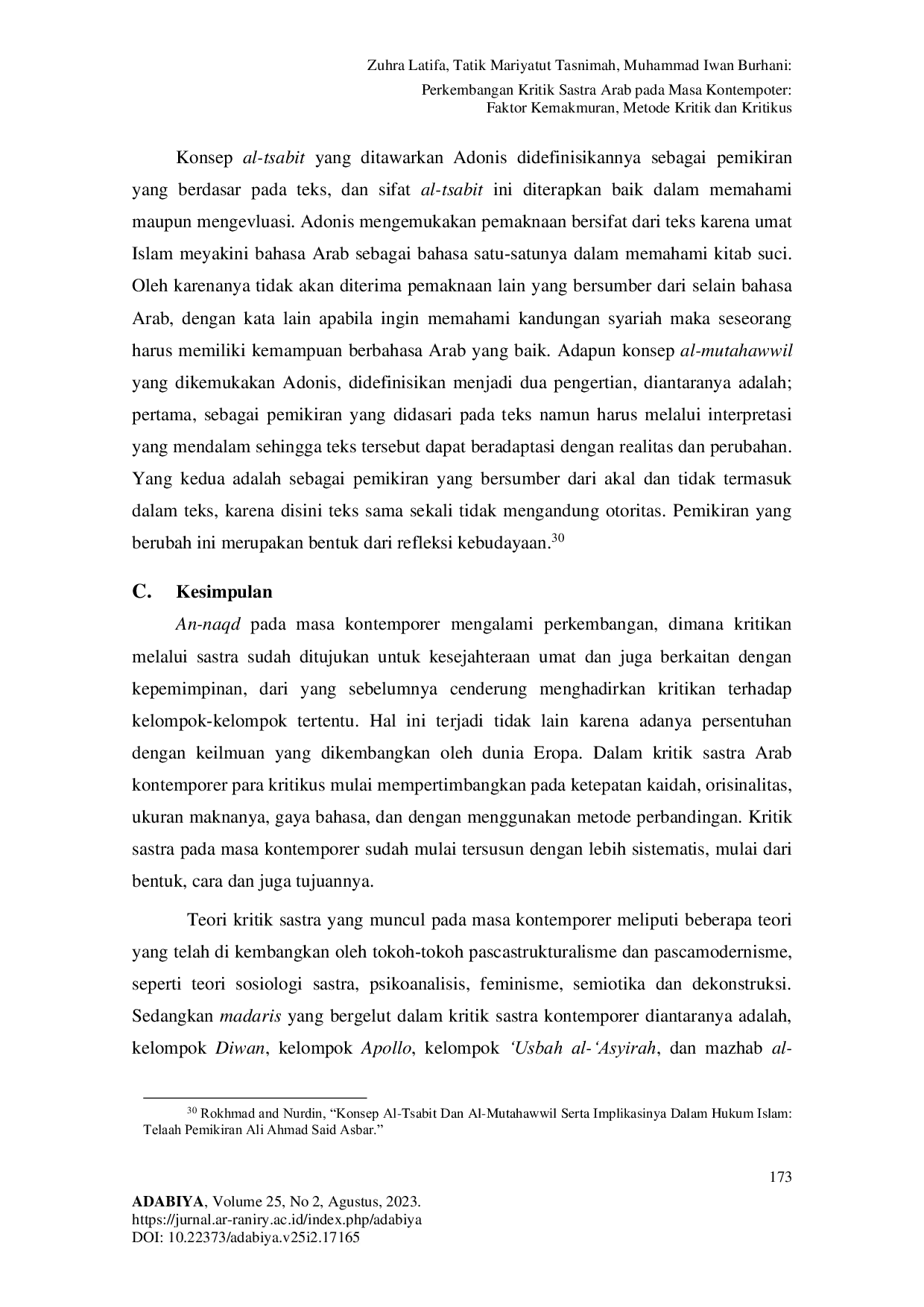 JURIS Perkembangan Kritik Sastra Arab Pada Masa Kontemporer Faktor Kemakmuran Metode Kritik Dan Kritikus