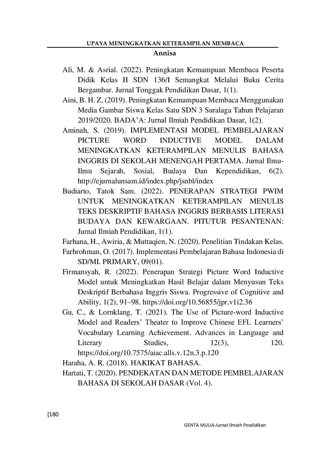 JURIS Upaya Meningkatkan Keterampilan Membaca Dengan Metode Picture Word Inductive Model Pada Siswa Kelas Ii Sdn Pulogebang 07