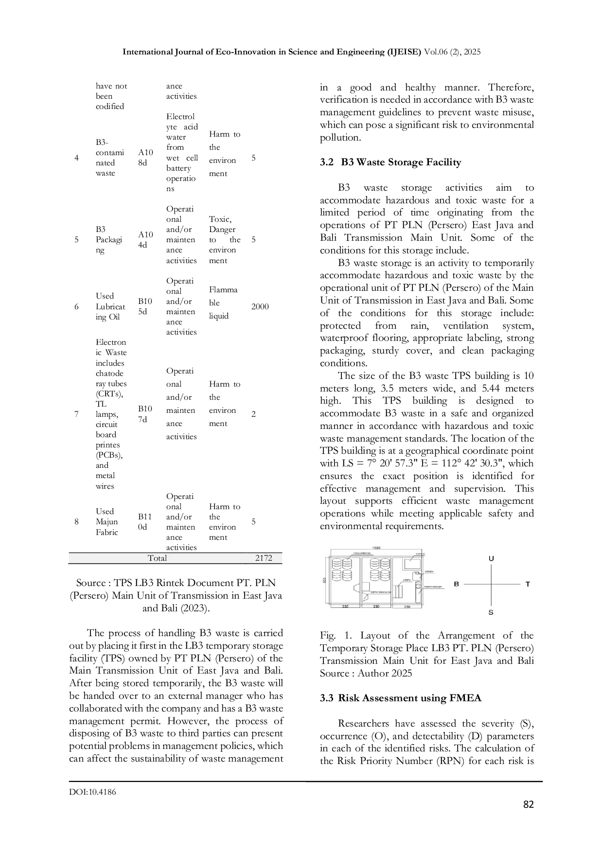 JURIS Risk Analysis of Temporary Storage of B3 Waste at PT PLN Persero Main Unit of Transmission in Eastern Java and Bali to the Environment with the Method Failure Mode and Effect Analysis FMEA